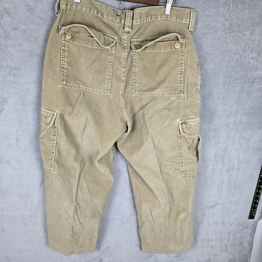 Vintage Levis SilverTab Corduroy Cargo Pants Mens‎ 34x32 Tan Khaki 90s Straight